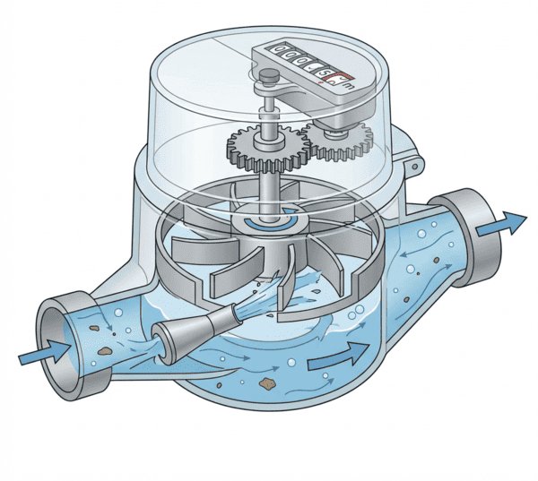 Single‑jet aqua meter principium opus