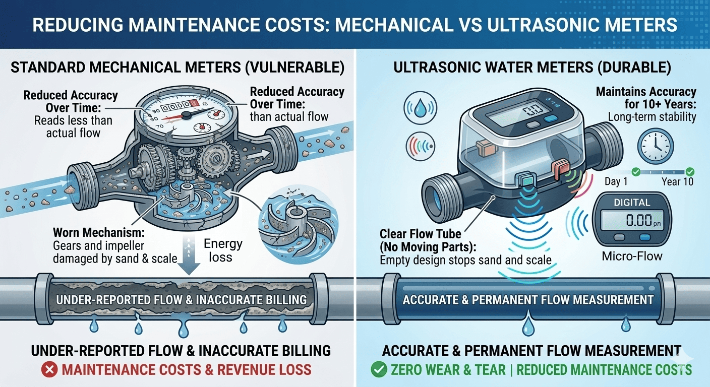 zero wear and tear ultrasonic water meter