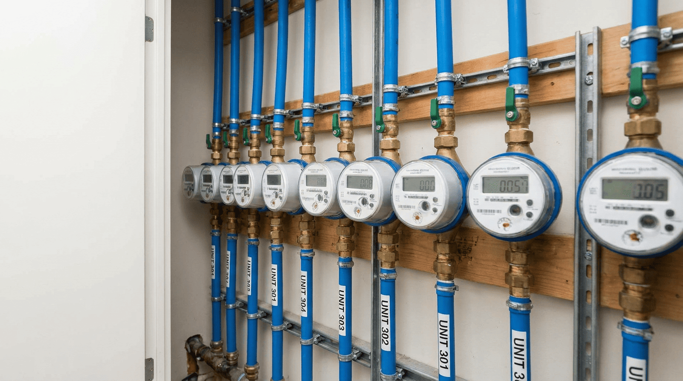 Apartment building water metering submetering
