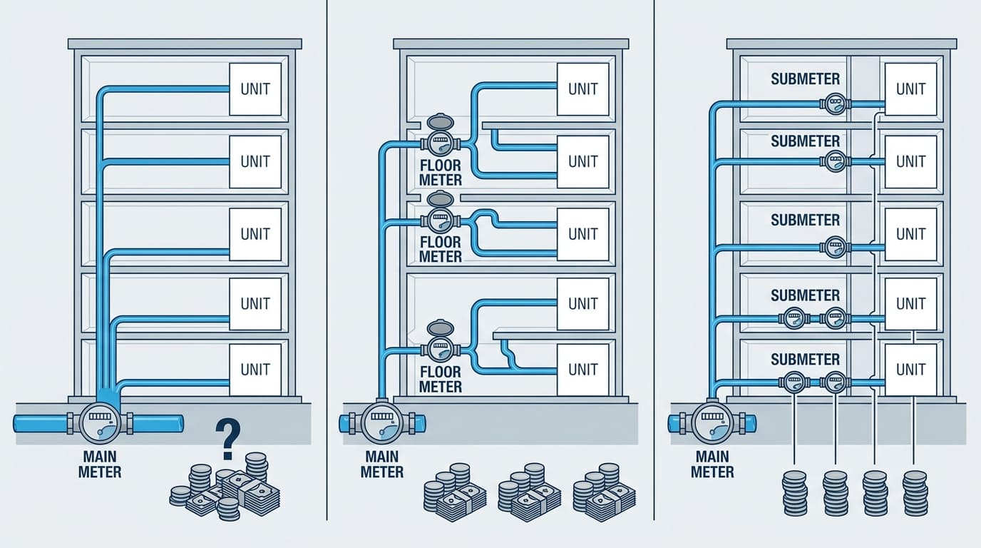 Apartment water meter layout