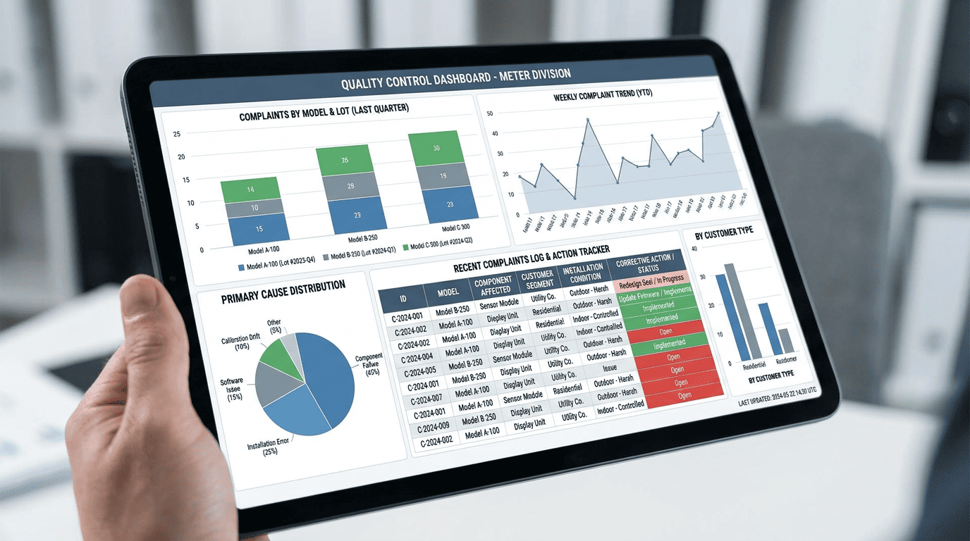 datos reales de reclamaciones fabricante de medidores