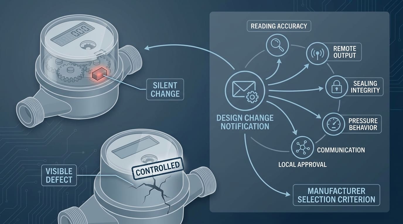 Design change notification water meter manufacturer selection criteria