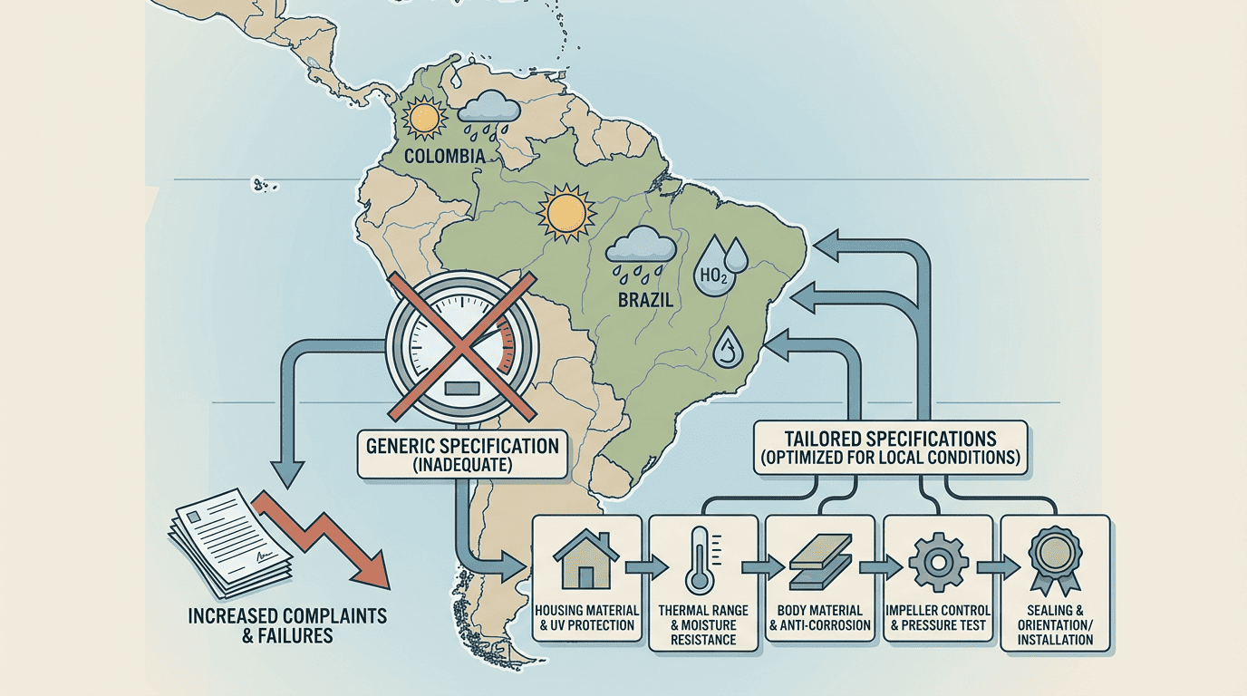 especificaciones medidores clima tropical Colombia Brasil