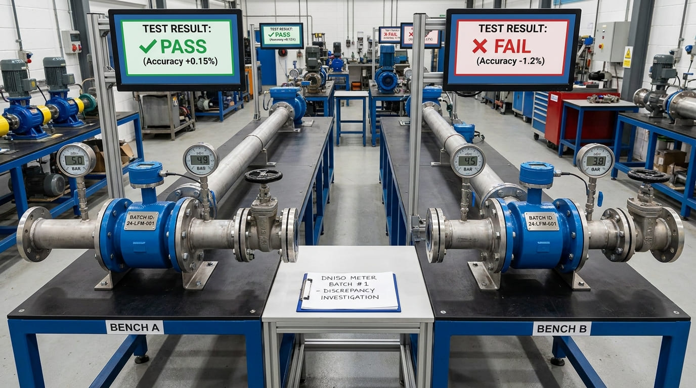 Large meter test bench discrepancy at DN80 and above — accuracy issues