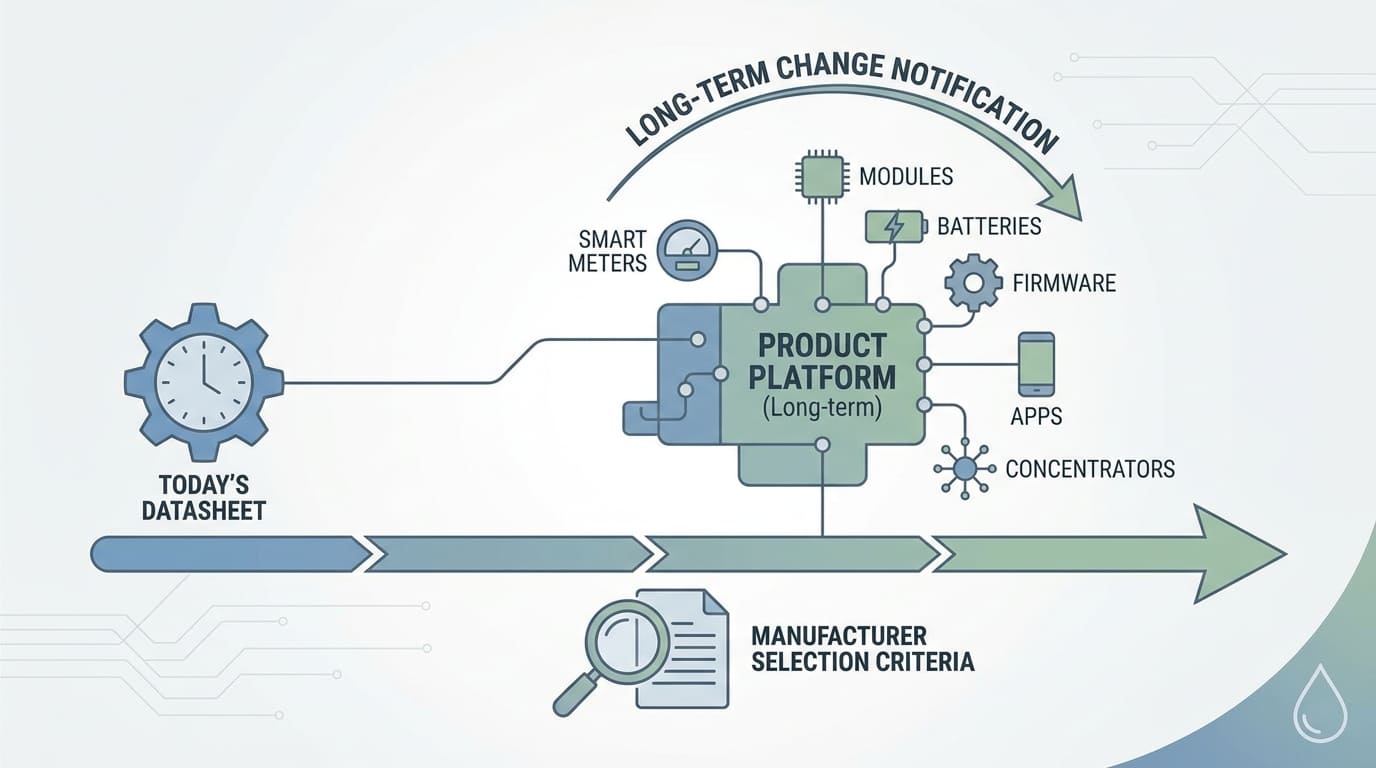 Long term change notification water meter manufacturer selection criteria