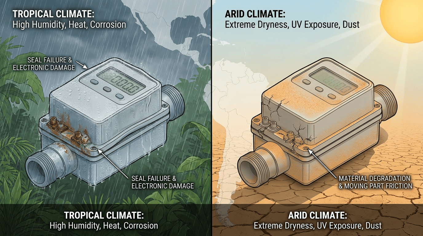 mismo medidor falla diferente clima tropical