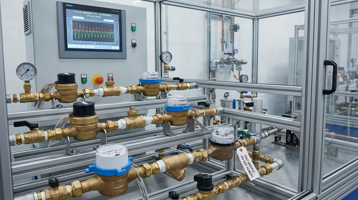 prueba presión cíclica medidores agua