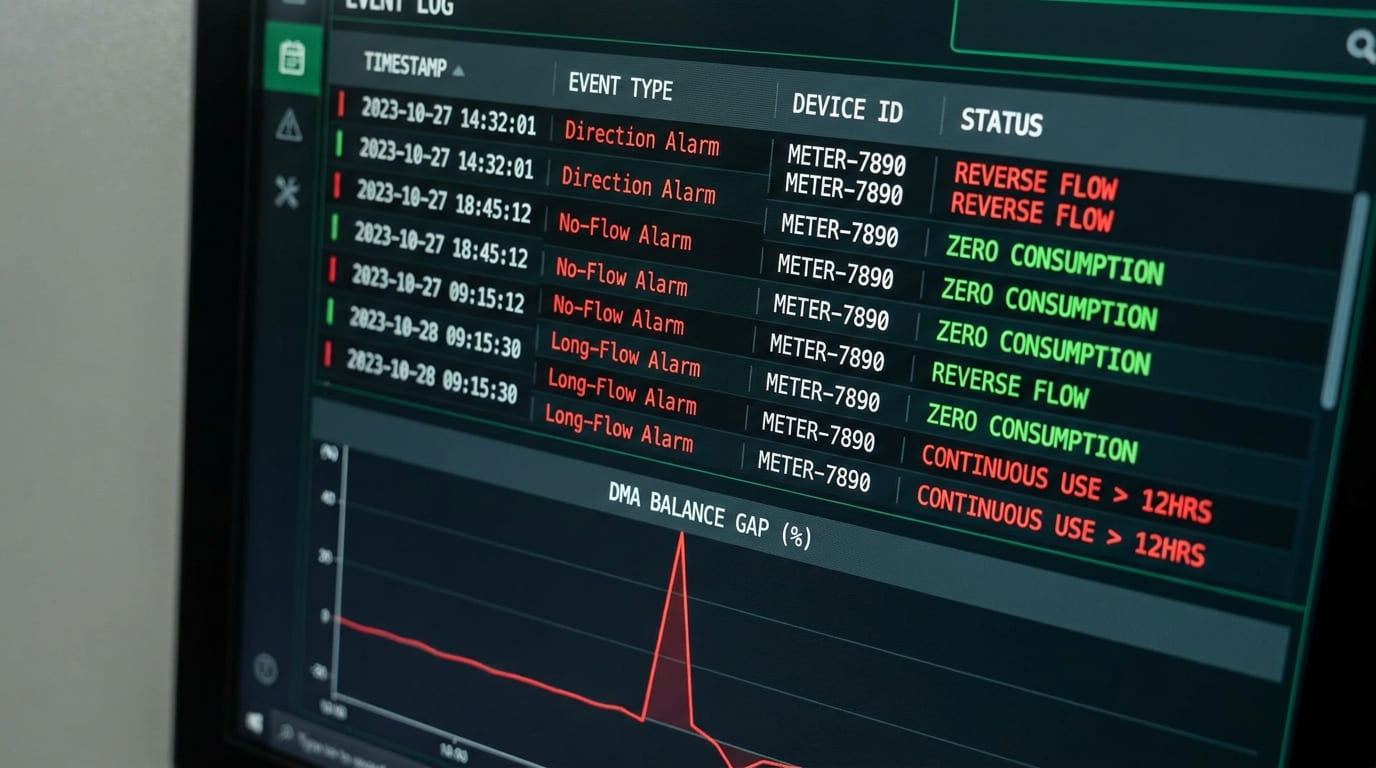 Smart meter event log illegal connection