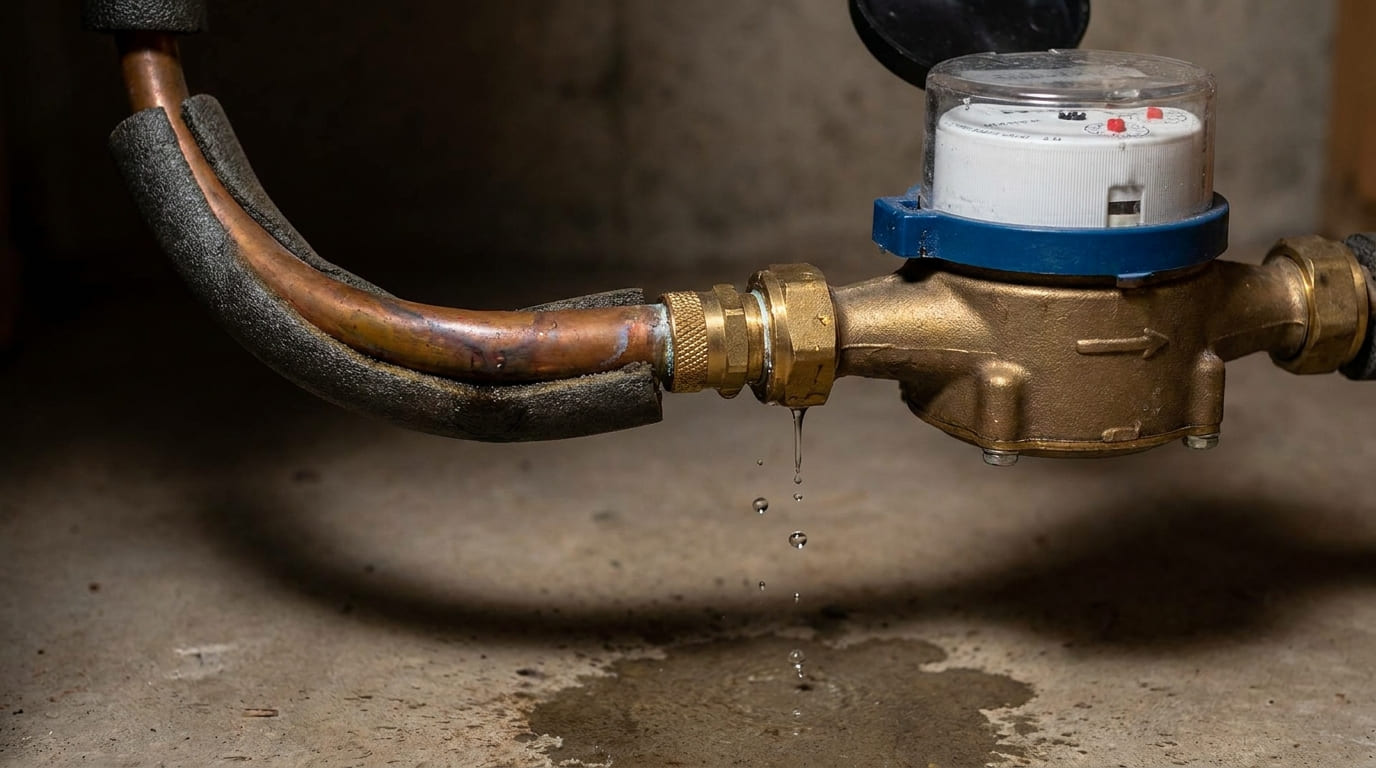 Thermal expansion water meter installation