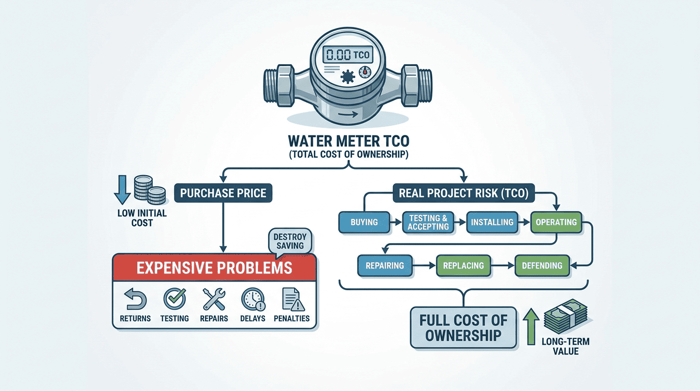 Water meter total cost of ownership TCO
